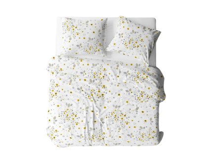 Bavlněné povlečení 140x200 bílé vícebarevné listy 1784N Bielawa KARO