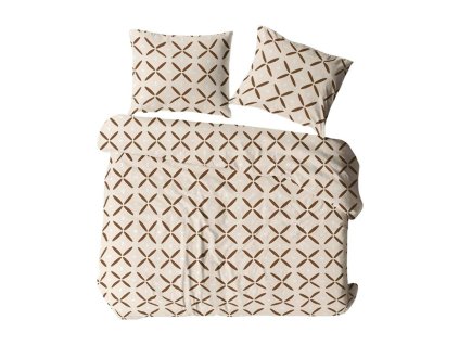 Bavlněné povlečení 160x200 krémově hnědá kostka 1822N Bielawa KARO