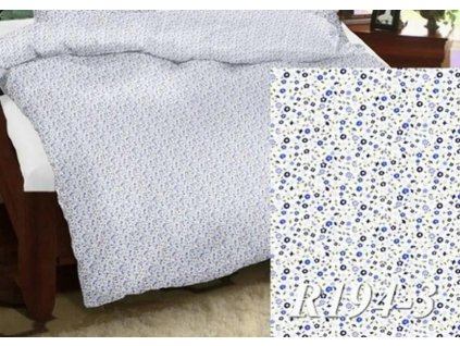 Bavlněné povlečení 160x200 194/3 bílá luční modrá s překryvem Kora 23