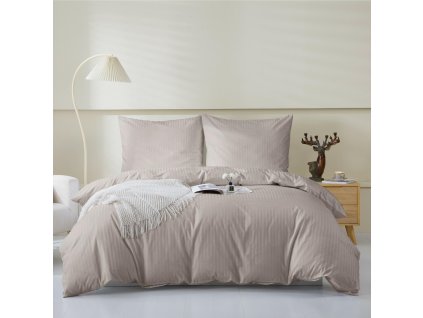 Damaškové povlečení 220x200 s béžovými proužky – Classic Line