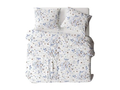 Bavlněné povlečení 200x220 bílá modrá listy 1789N Bielawa KARO