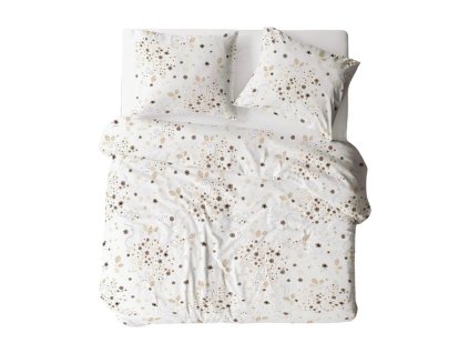 Bavlněné povlečení 180x200 bílé krémově hnědé listy 1787N Bielawa KARO