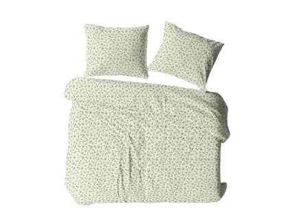 Bavlněné povlečení 200x220 krémově zelené květy 1674N Bielawa KARO