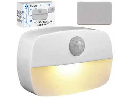LED Noční Lampa Izoxis 22090 s Pohybovým Senzorem, Bílá, ABS Materiál, Rozměry 4,4 x 6,5 x 1,8 cm