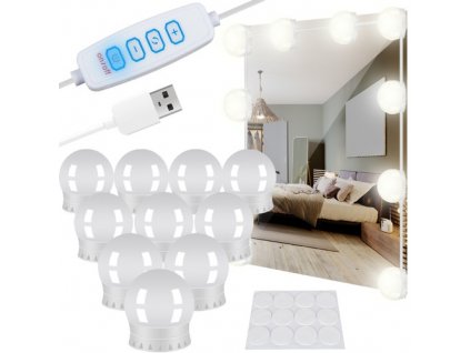 LED Zrcadlové Lampy s USB, 30 Režimů, Energeticky Úsporné, Nastavitelná Délka Kabelu 4,5 m