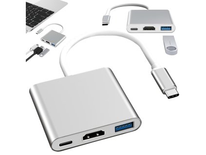 Adaptér 3v1 hub usb-c usb 3.0 hdmi 4k