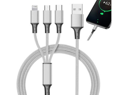 3v1 usb kabel pro telefon lightning kabel iphone micro usb typ-c 1,2 m
