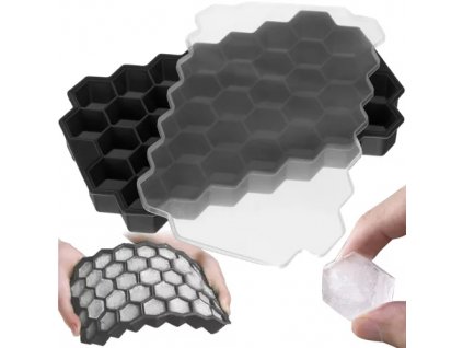 Silikonová forma na led, šedá, 37 kostek, rozměry 20.5 x 12 x 2 cm