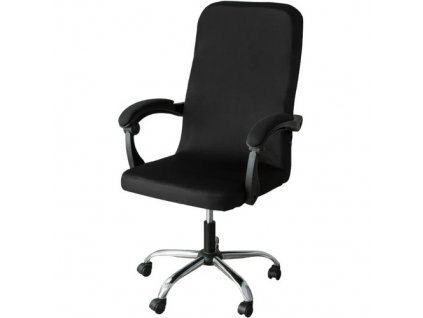 Univerzální potah na kancelářskou židli, černý, polyester, 80 cm výška opěradla