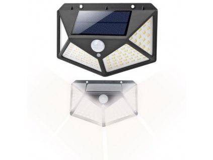 Solární lampa 100LED L10720, černá, ABS + PC materiál, s monokrystalickým solárním panelem