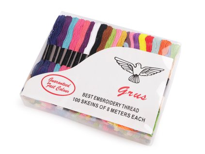 Příze vyšívací typ mouline Grus sada 100 ks/8 m