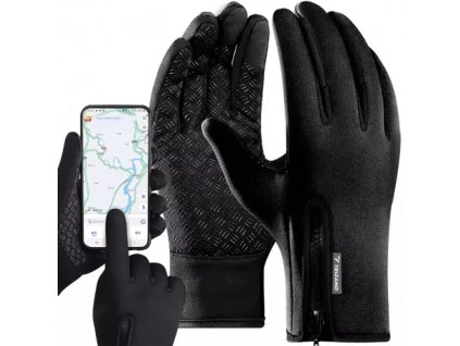 Dotykové rukavice Trizand, černá, velikost XL, voděodolné a větruodolné
