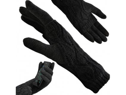 Univerzální dotykové rukavice R6413, černé, polyester/bavlna, 24/10cm