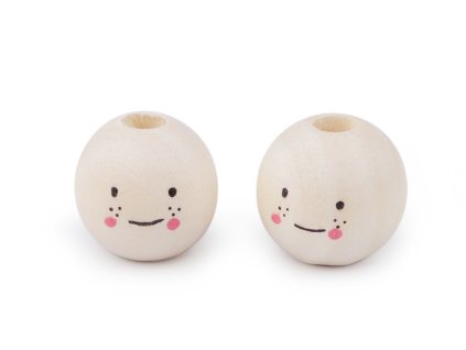 Dřevěné korálky s obličejem Ø16 mm