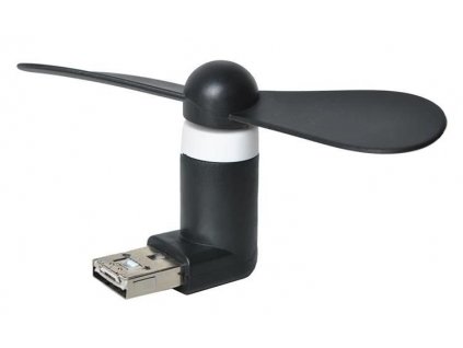 Mini Ventilátor microUSB USB 2W1, Černý, Plast, 9x3.9x4 cm