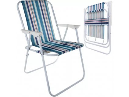 Turistická židle Bergamo, modrá, s výztuhou a skládací funkcí, materiál: železo a plast
