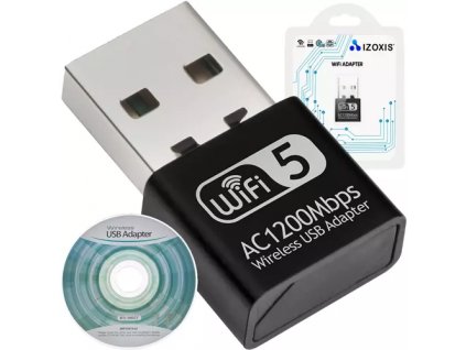 USB Adaptér WIFI 1200Mbps, Mini Rozměr, Dvou Frekvenční Provoz 2,4 GHz / 5 GHz, Černý
