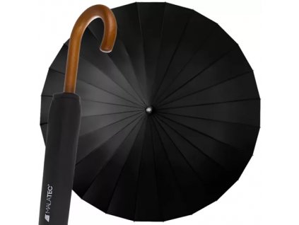 Velký vládní deštník, černý, 145 cm, sklolaminátové dráty a dřevěná rukojeť