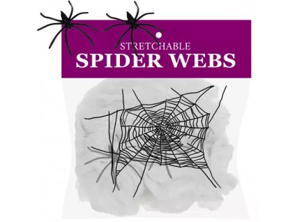 Umělá pavučina s 2 pavouky, bílá, bavlna, do 2.5 m2