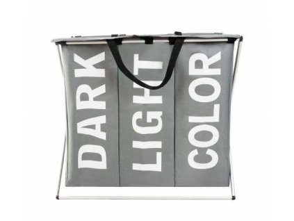 3komorový Koš na prádlo na skládacím hliníkovém rámu, voděodolný, bílá/šedá barva, 64.5x58x36.5 cm