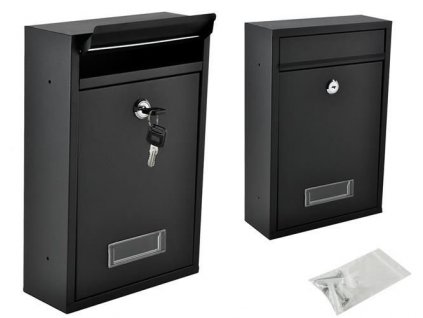 Poštovní schránka S6237, černá, z pozinkované oceli, 8.5 x 21.7 x 32 cm
