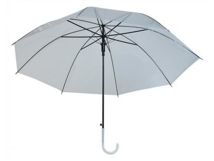 Automatický Průhledný Deštník s Zahnutou Rukojetí, Transparentní Bílá, 93/71.5 cm