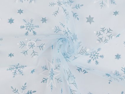 Tyl vánoční vločky s glitry