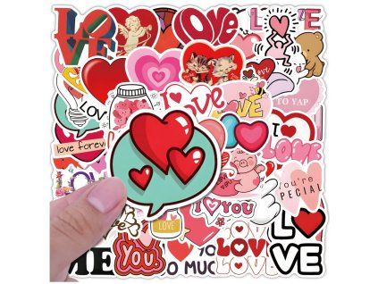 Sada 55 samolepek se srdíčky na Valentýna, DIY dekorace