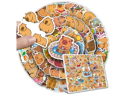 Sada 100 barevných samolepek s roztomilými kapybarami - DIY dekorace