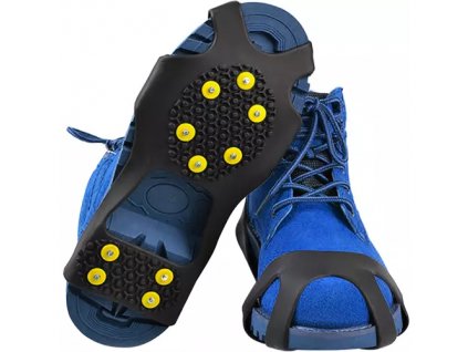 Protiskluzové návleky na boty L Trizand, velikost 40-44, materiál TPE/kov, černá/žlutá/stříbrná