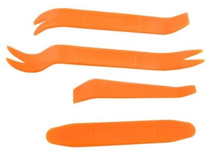 Sada 4 ks odstraňovačů čalounění, oranžová, plast, rozměry 19.2/1.8cm - 16/2cm - 12.3/1.7cm - 15/2cm