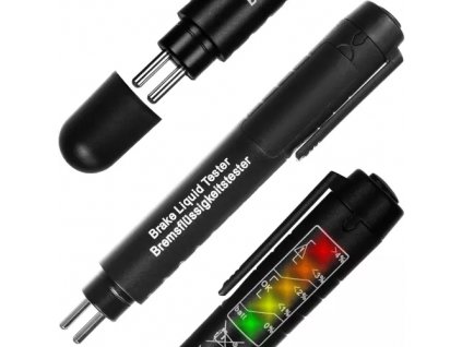 Tester brzdové kapaliny kompaktní velikosti s 5 LED diodami, černý, 15x2,5 cm