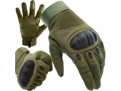 Taktické dotykové rukavice L, khaki nylon, 23 x 11 cm