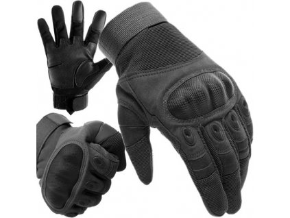 Taktické dotykové rukavice L - černý nylon, odolné proti oděru, s nastavitelnými manžetami