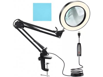 LED Lupa s podsvícením, černá, skleněná čočka, 65x15x5 cm
