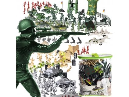 Vojenská základna XXL s 300 kusy, plastové figurky, včetně pouzdra 32x12x27 cm