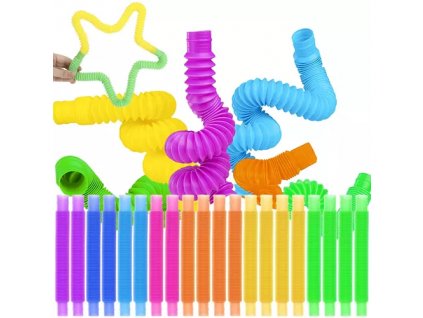 Senzorické trubičky - 20 ks, vícebarevné, plastové, rozměry 16,5-51,5 cm x 2 cm