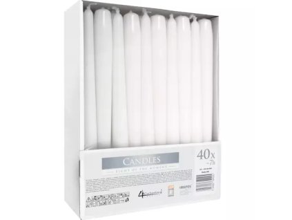 Bílá kuželová svíčka - sada 40 ks.