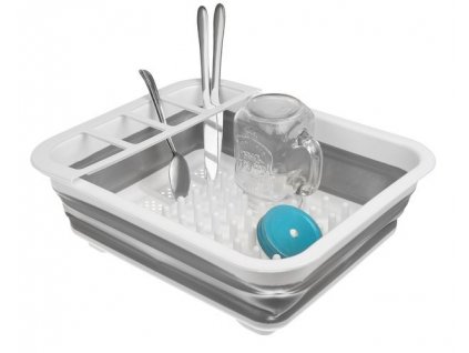 Skládací sušák na nádobí z silikonu, PP a TPR, rozměry 36/31/4,5-11 cm, hmotnost 0,600 kg