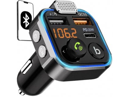FM Bluetooth Vysílač/Nabíječka Xtrobb 22355 s Autonabíječkou 12V/24V, Kompatibilní s IOS a Android, Rozměry 7,5 x 4,5 x 4,7 cm