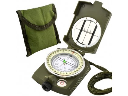 Vojenský kompas KM5717 s otočnou limbus, vodováhou a plovoucím štítem, rozměry 16,2/6,3/3cm