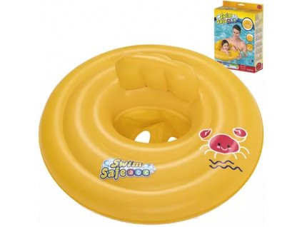Plavecký kruh 69 cm, žlutý, PVC s praktickým sedátkem a třemi vzduchovými komorami