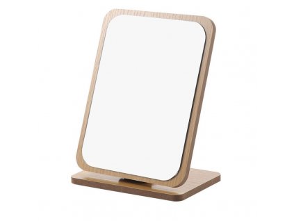 Dřevěné Stojící Kosmetické Zrcadlo, 22 cm výška, 14 cm průměr, Hmotnost 440 g