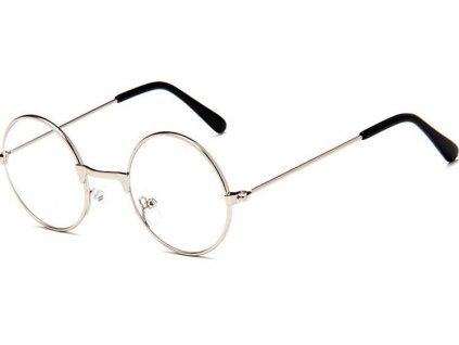 Kulaté módní brýle Lenonki, černá barva, skleněné čočky