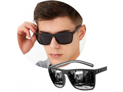 Univerzální sportovní polarizační brýle v černé barvě pro pány, styl nerdy