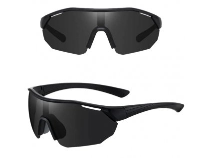 Pánské sportovní sluneční brýle, velké, s polarizačními skly, černé