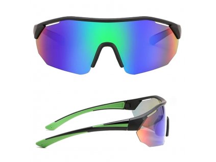 Pánské zrcadlové sluneční brýle polarizované sportovní, velké, černé, s UV ochranou