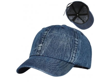 Džínová truckerská čepice ve vintage stylu, krátká, modrá