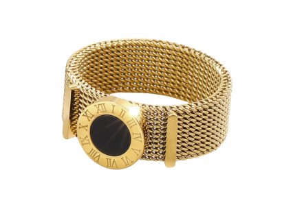 Dámský kruhový prsten Římské hodiny, zlatá chirurgická ocel