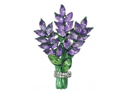 Brož s levandulovou kytičkou ze zirkonu, fialová, špendlíkový typ